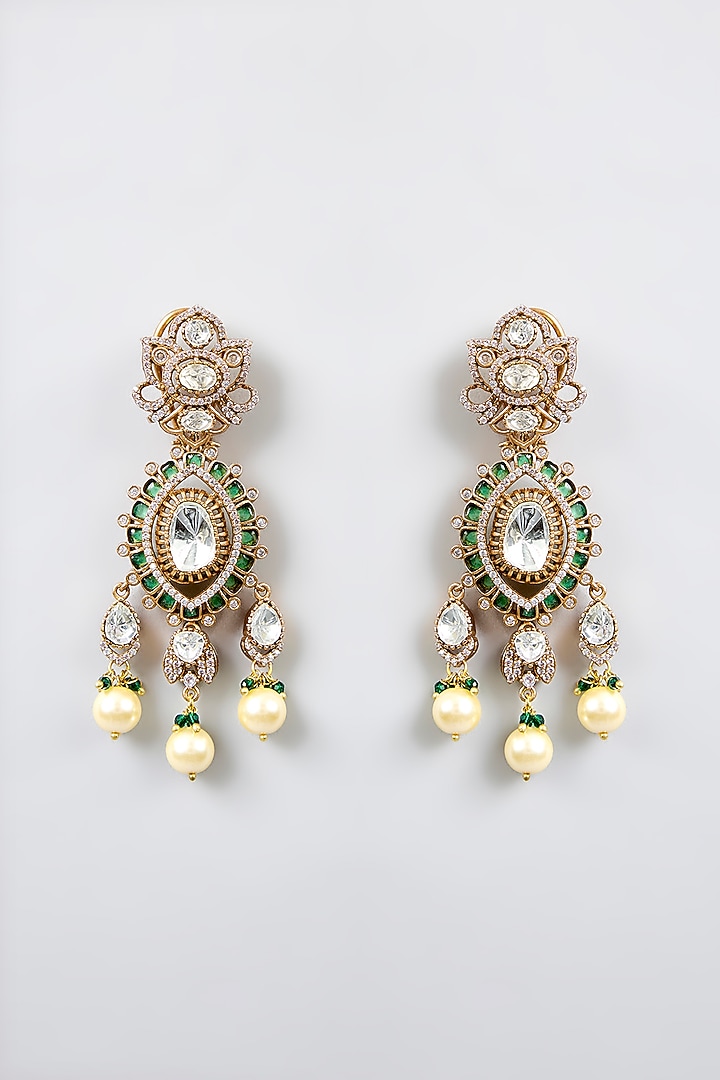 Two-Tone Finish Kundan Polki & Pearl Choker Necklace Set by Zevar By Geeta at Pernia's Pop Up Shop