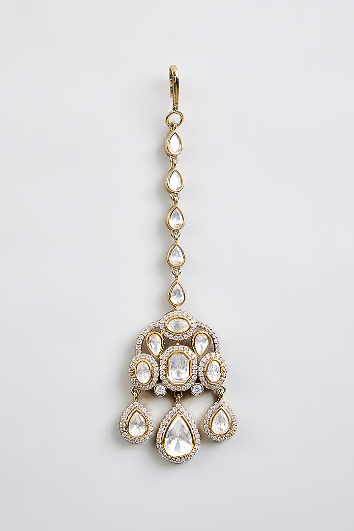 Two-Tone Finish Kundan Polki Choker Necklace Set by Zevar By Geeta at Pernia's Pop Up Shop