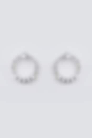 White Finish Diamond Hoop Earrings by Zevar By Geeta at Pernia's Pop Up Shop