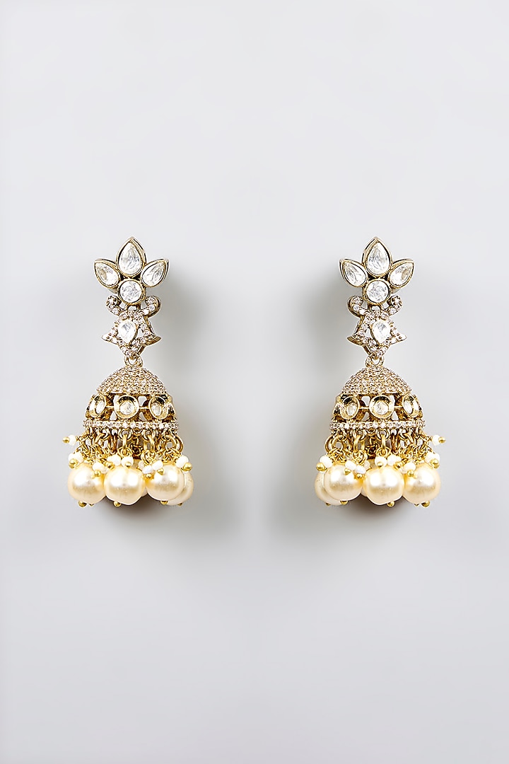 Two-Tone Finish Kundan Polki Necklace Set by Zevar By Geeta at Pernia's Pop Up Shop