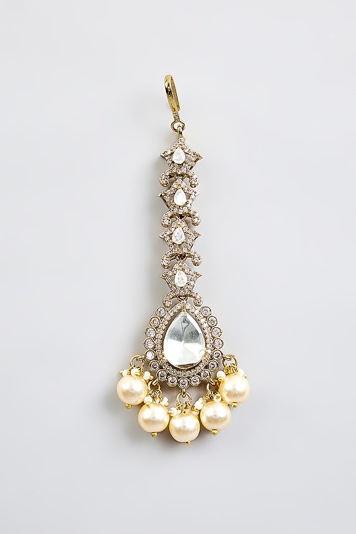Two-Tone Finish Kundan Polki Necklace Set by Zevar By Geeta at Pernia's Pop Up Shop