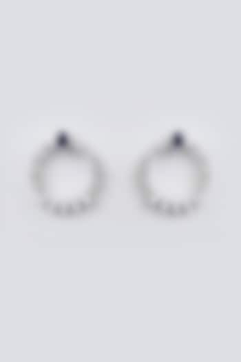 White Finish Diamond & Sapphire Stone Hoop Earrings by Zevar By Geeta at Pernia's Pop Up Shop