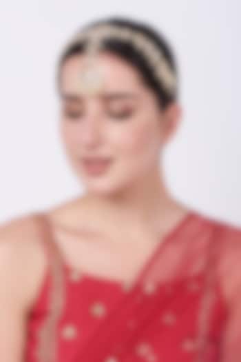 Gold Finish Kundan Polki Mathapatti by Zevar By Geeta at Pernia's Pop Up Shop