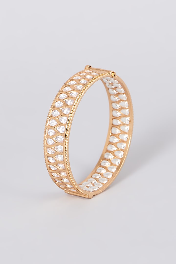Gold Plated Kundan Polki Bangles (Set of 2) by Zevar By Geeta at Pernia's Pop Up Shop