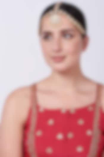 Gold Finish Kundan Polki Matha Patti by Zevar By Geeta at Pernia's Pop Up Shop