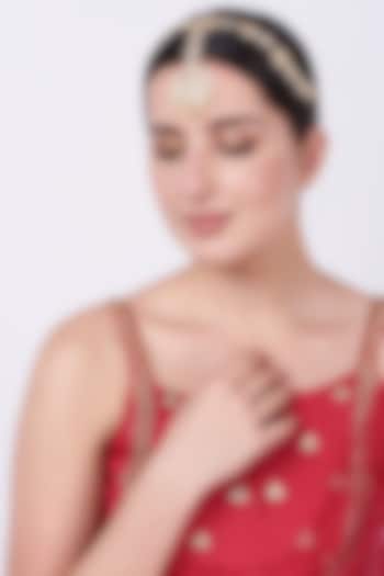 Gold Finish Kundan Polki Matha Patti by Zevar By Geeta at Pernia's Pop Up Shop