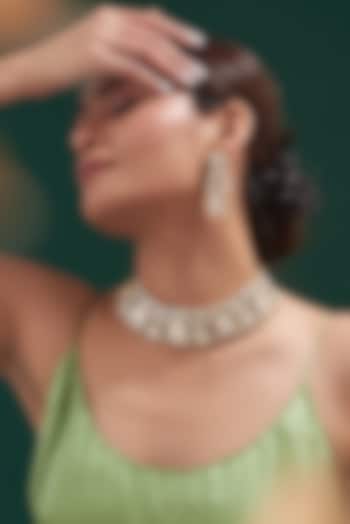 Gold Plated Kundan Polki & Pearl Necklace Set by Zevar by Geeta at Pernia's Pop Up Shop