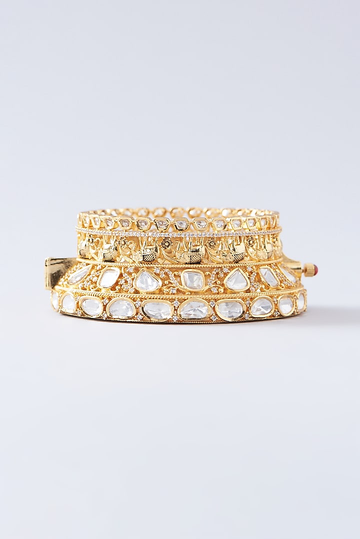 Gold Plated Kundan Polki Kada by Zevar by Geeta at Pernia's Pop Up Shop