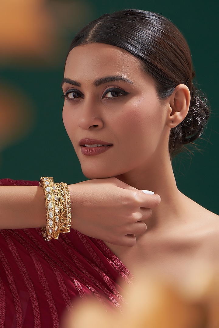 Gold Plated Kundan Polki Kada by Zevar by Geeta at Pernia's Pop Up Shop