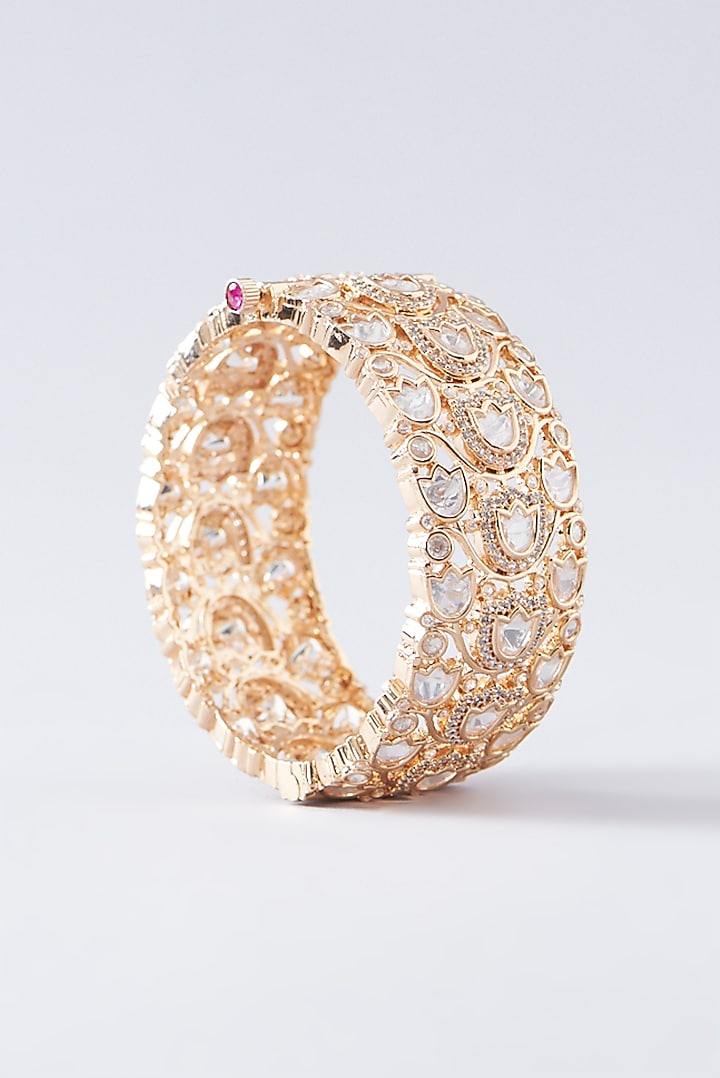 Gold Plated Kundan Polki Kada by Zevar by Geeta at Pernia's Pop Up Shop