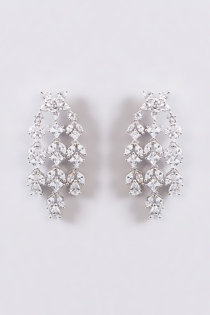 White Finish Faux Diamond Necklace Set by Zevar By Geeta at Pernia's Pop Up Shop
