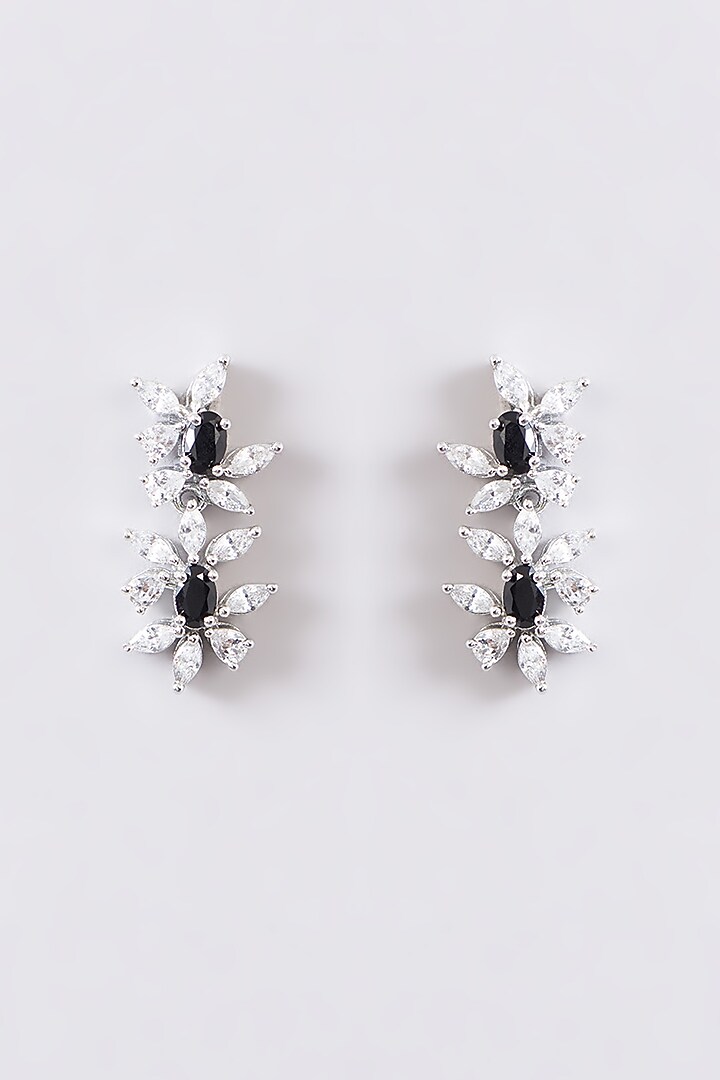 White Finish Faux Diamond & Black Stone Necklace Set by Zevar By Geeta at Pernia's Pop Up Shop