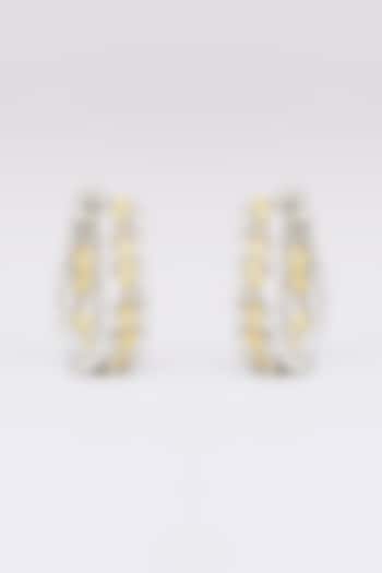White Finish Faux Diamond & Yellow Stone Stud Earrings by Zevar by Geeta