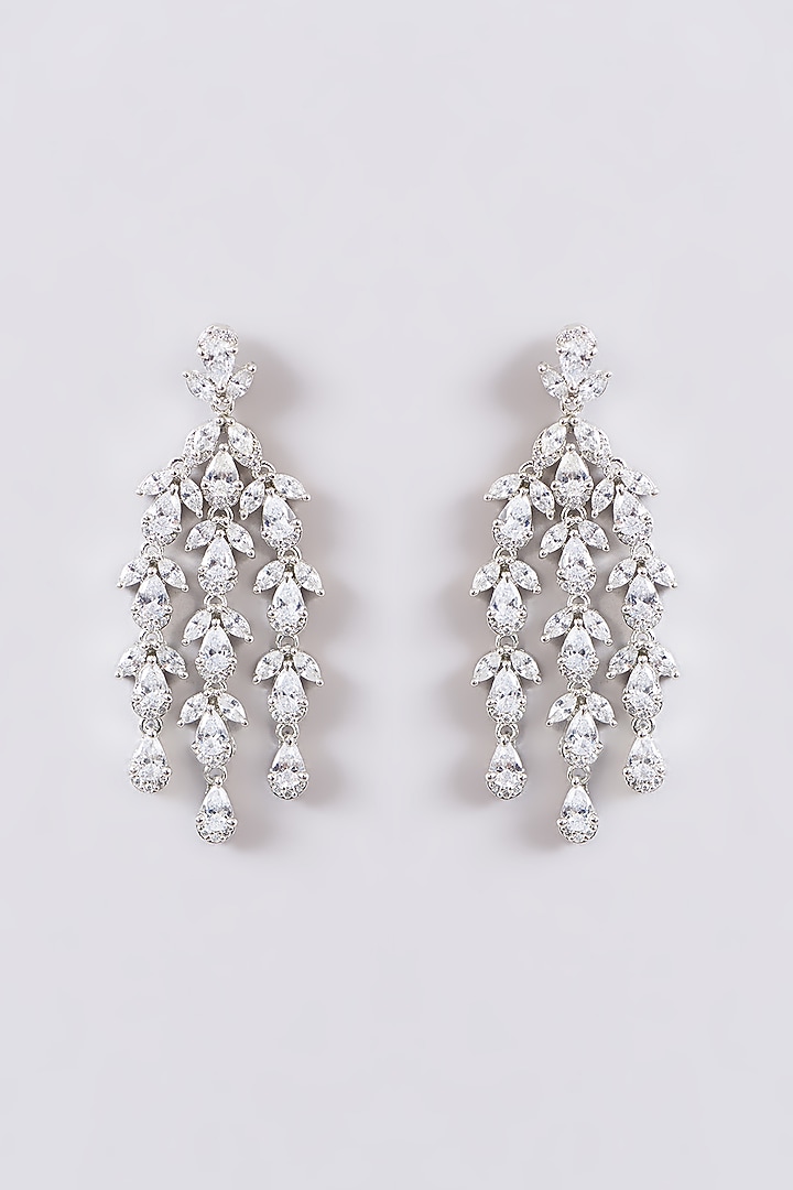 White Finish Faux Diamond Layered Necklace Set by Zevar by Geeta at Pernia's Pop Up Shop