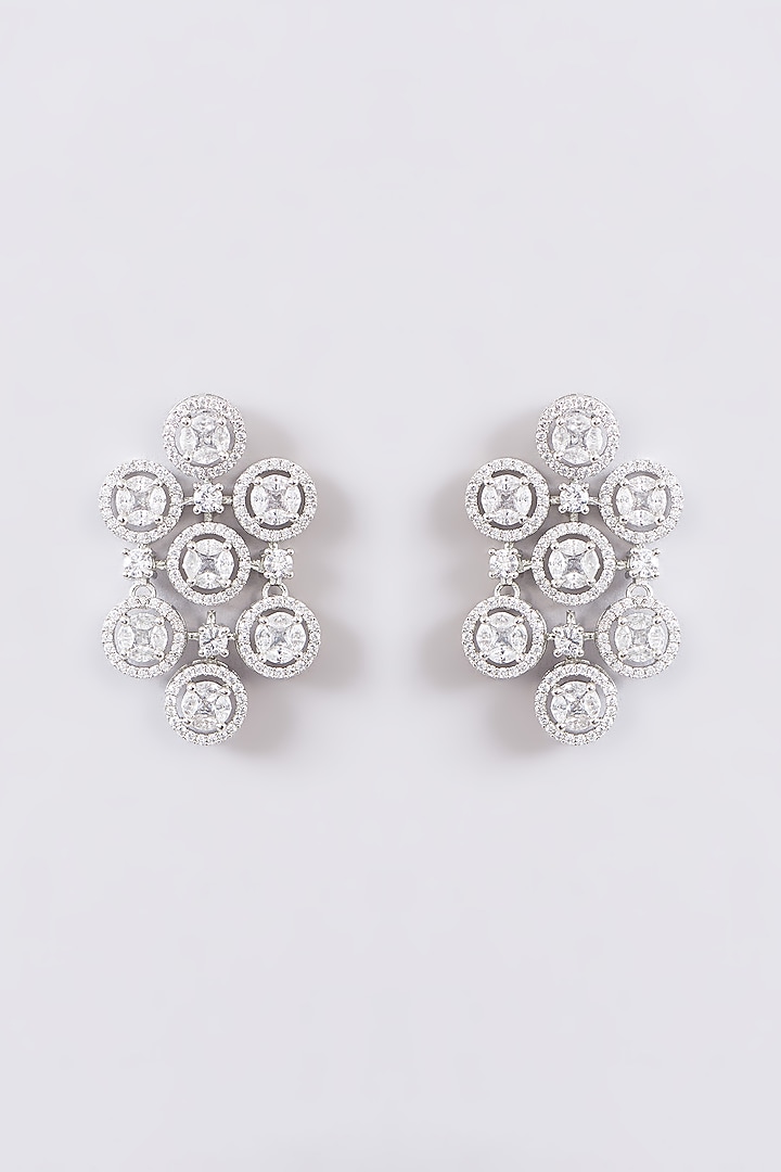 White Finish Faux Diamond Choker Necklace Set by Zevar by Geeta at Pernia's Pop Up Shop