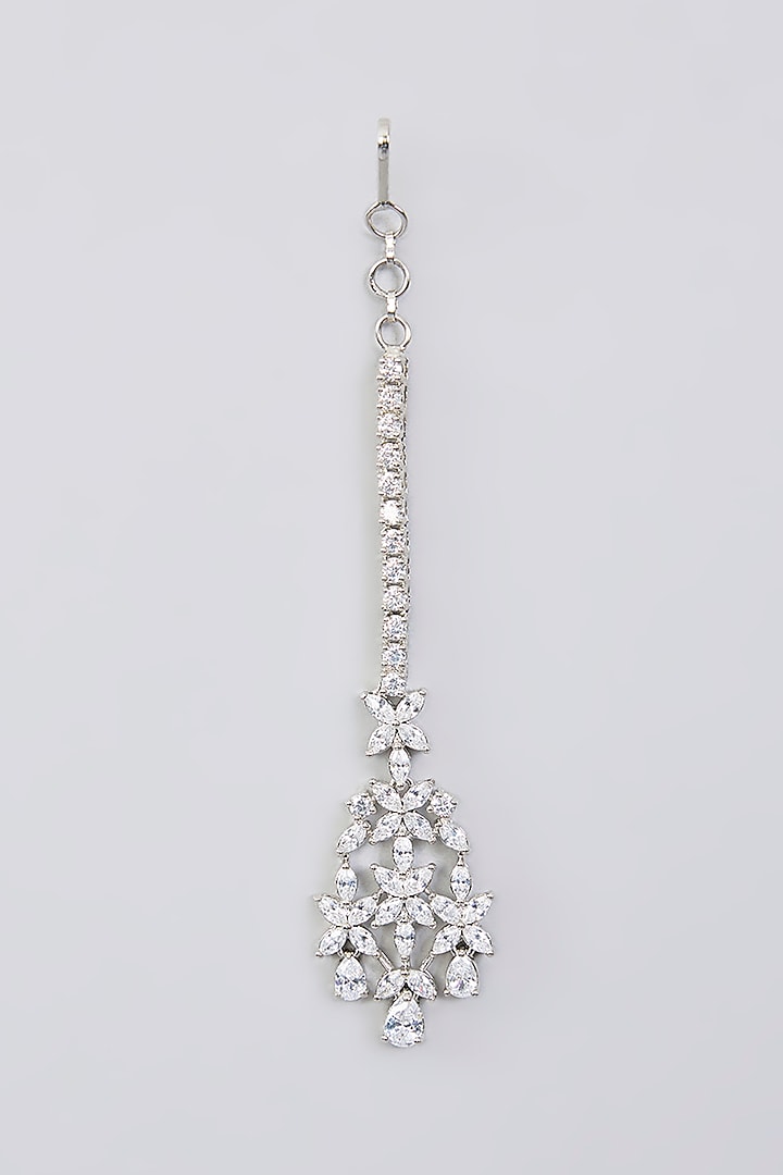 White Finish Diamond Maangtikka by Zevar By Geeta at Pernia's Pop Up Shop