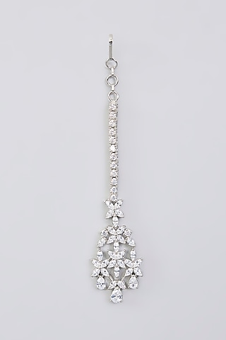 White Finish Diamond Maangtikka by Zevar By Geeta
