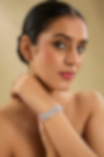 White Finish Diamond Bracelet by Zevar By Geeta at Pernia's Pop Up Shop
