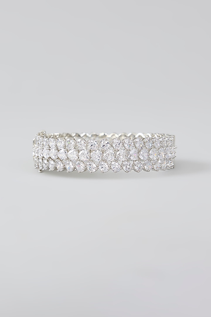 White Finish Diamond Kada by Zevar By Geeta at Pernia's Pop Up Shop