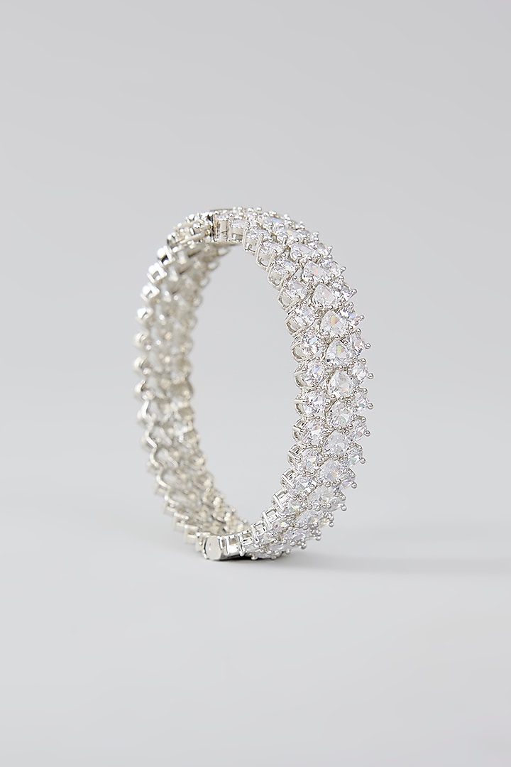 White Finish Diamond Kada by Zevar By Geeta at Pernia's Pop Up Shop