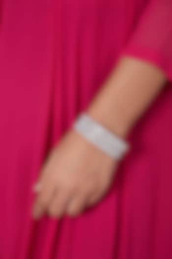 White Finish Diamond Bangles (Set of 2) by Zevar By Geeta at Pernia's Pop Up Shop