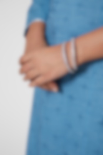 Rose Gold Finish Diamond Bangles (Set of 2) by Zevar By Geeta at Pernia's Pop Up Shop