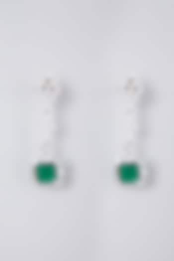 White Finish Diamond Earrings by Zevar By Geeta