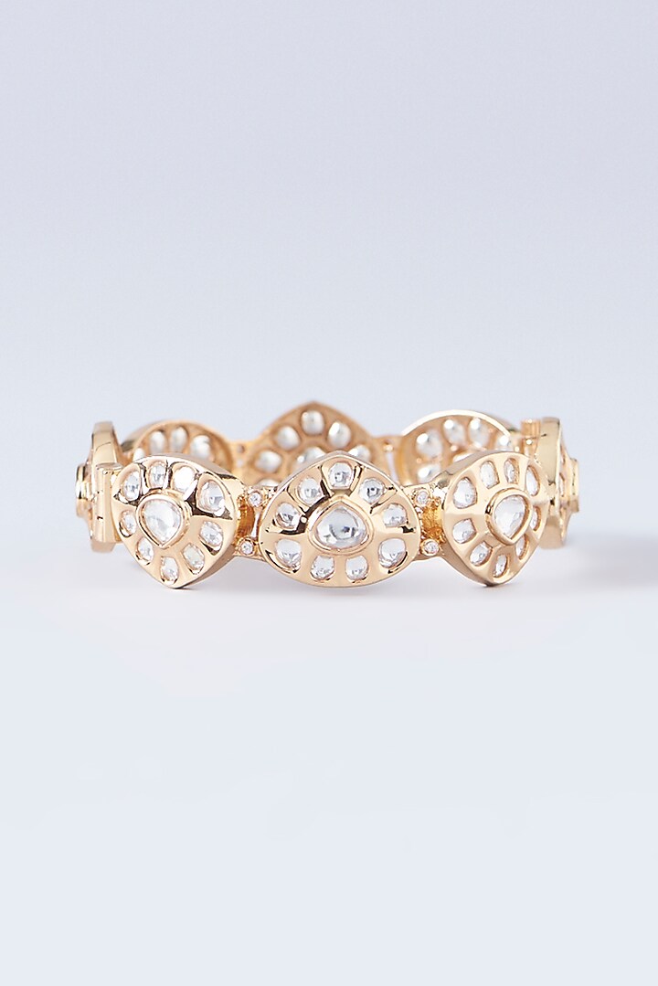Gold Finish Kundan Polki Kada by Zevar by Geeta