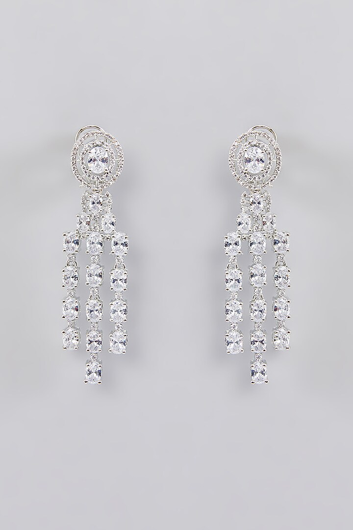 White Finish Faux Diamond Layered Necklace Set by Zevar By Geeta at Pernia's Pop Up Shop