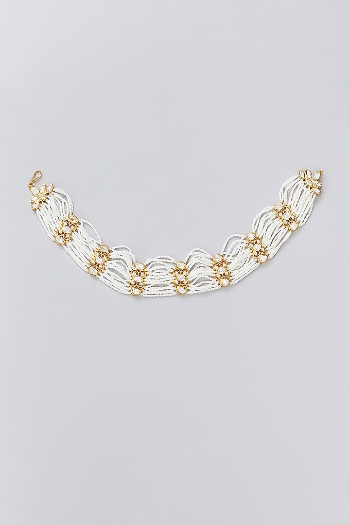 Gold Finish Kundan Polki Mathapatti by Zevar By Geeta at Pernia's Pop Up Shop