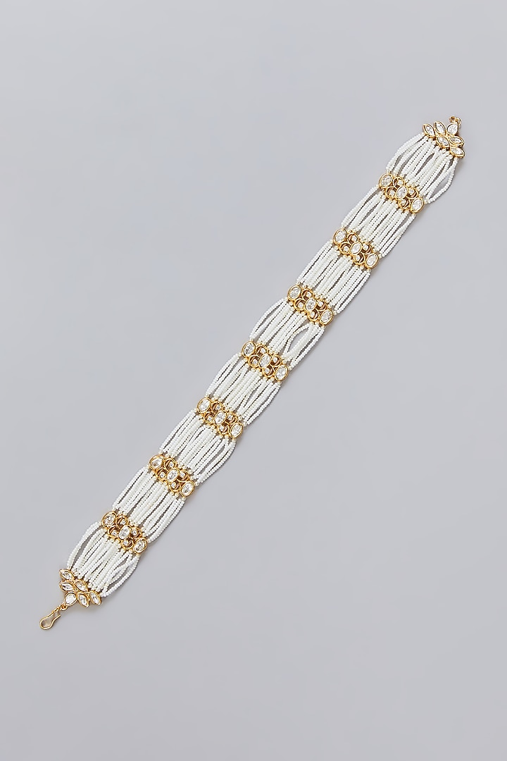 Gold Finish Kundan Polki Mathapatti by Zevar By Geeta at Pernia's Pop Up Shop