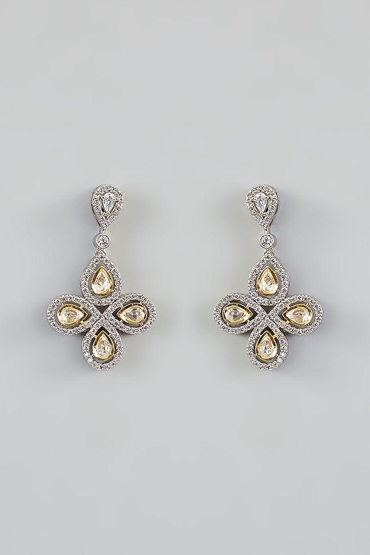 Two-Tone Finish Zircon Necklace Set by Zevar By Geeta at Pernia's Pop Up Shop