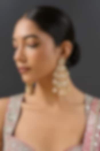 Gold Finish Kundan Polki Dangler Earrings by Zevar By Geeta at Pernia's Pop Up Shop