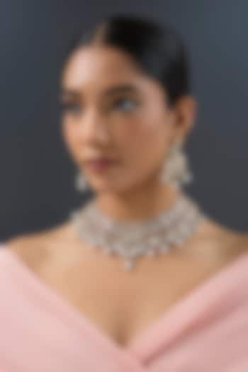 Gold Finish Kundan Polki & Pearl Necklace Set by Zevar by Geeta at Pernia's Pop Up Shop