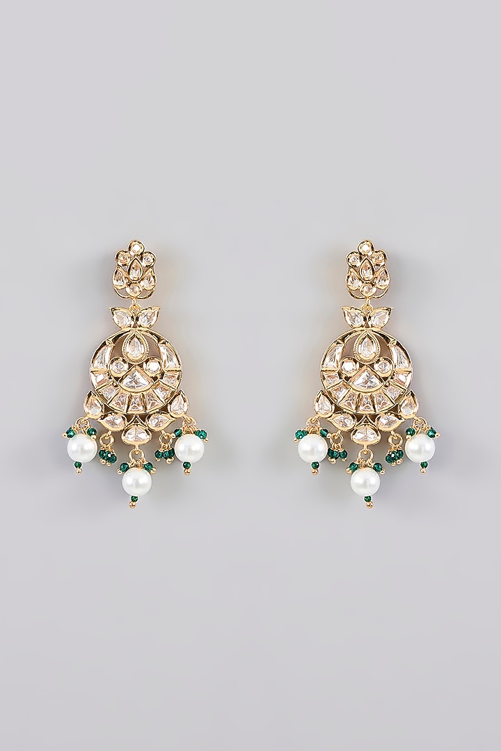 Gold Finish Kundan Polki & Pearl Necklace Set by Zevar by Geeta at Pernia's Pop Up Shop