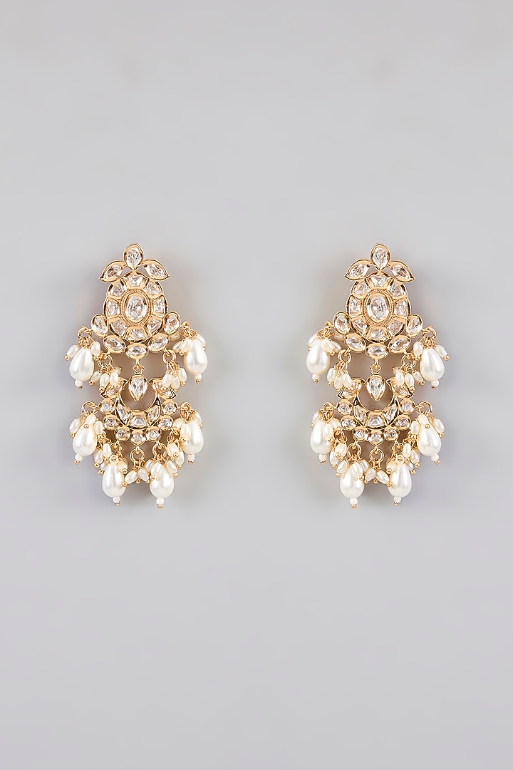 Gold Finish Kundan Polki & Pearl Necklace Set by Zevar by Geeta at Pernia's Pop Up Shop