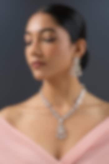 Gold Finish Kundan Polki Long Pendant Necklace Set by Zevar by Geeta at Pernia's Pop Up Shop