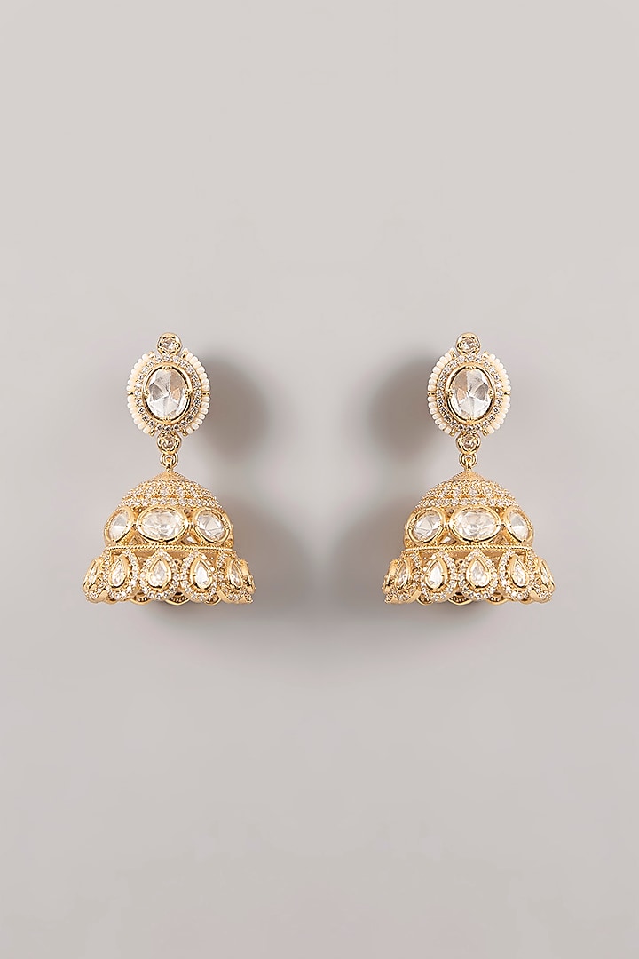 Gold Finish Kundan Polki Layered Necklace Set by Zevar by Geeta at Pernia's Pop Up Shop