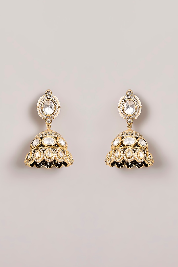 Two-Tone Finish Kundan Polki Layered Necklace Set by Zevar by Geeta at Pernia's Pop Up Shop