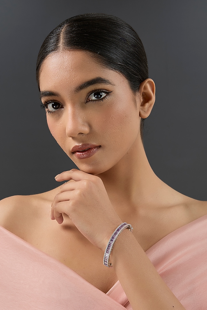 White Finish Diamond Kada by Zevar By Geeta at Pernia's Pop Up Shop