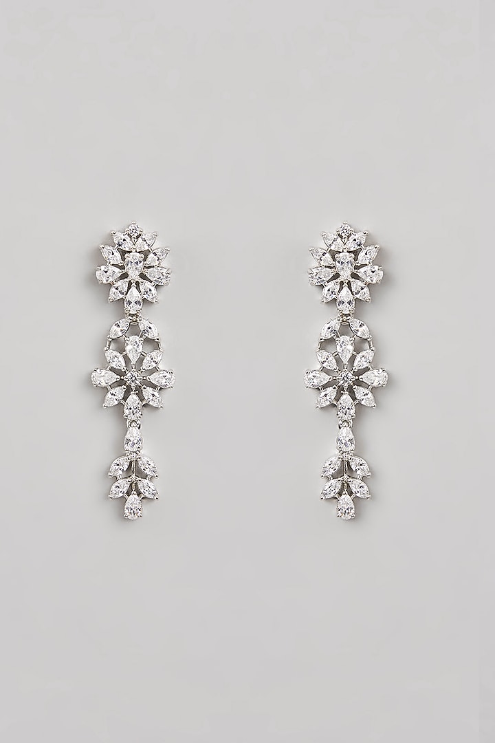 White Finish Diamond Necklace Set by Zevar By Geeta at Pernia's Pop Up Shop