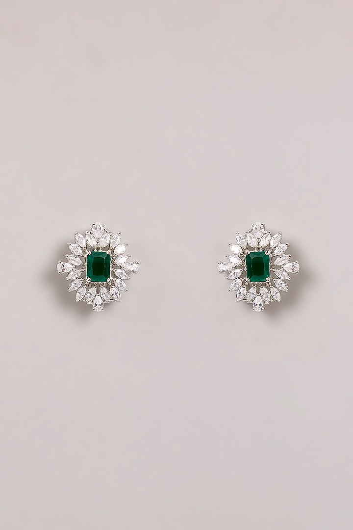 White Finish Diamond & Green Stone Choker Necklace Set by Zevar By Geeta at Pernia's Pop Up Shop