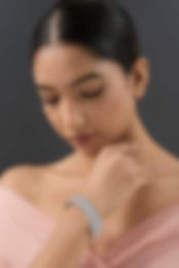 White Finish Diamond Kada by Zevar By Geeta at Pernia's Pop Up Shop