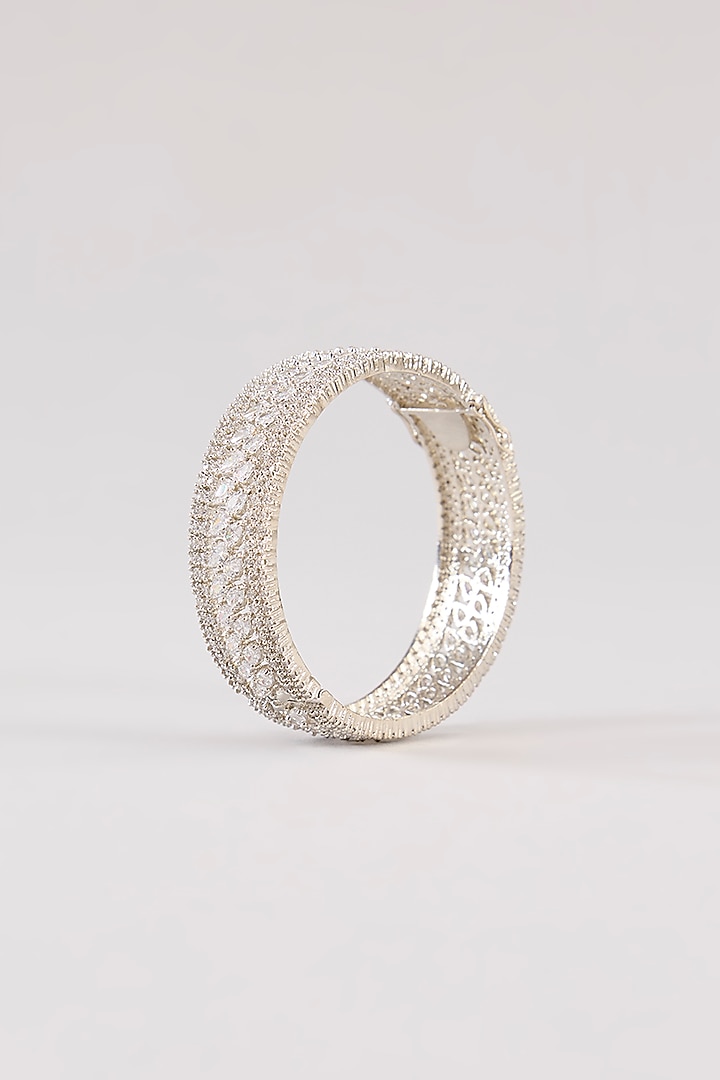 White Finish Diamond Kada by Zevar By Geeta at Pernia's Pop Up Shop
