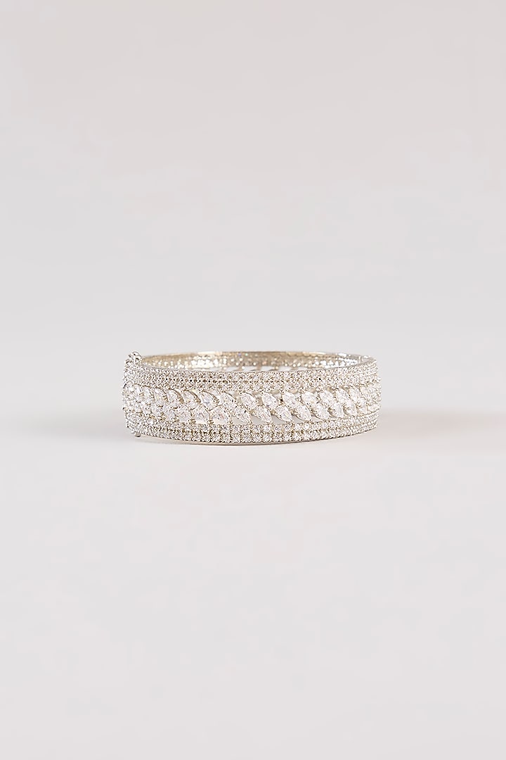 White Finish Diamond Kada by Zevar By Geeta at Pernia's Pop Up Shop