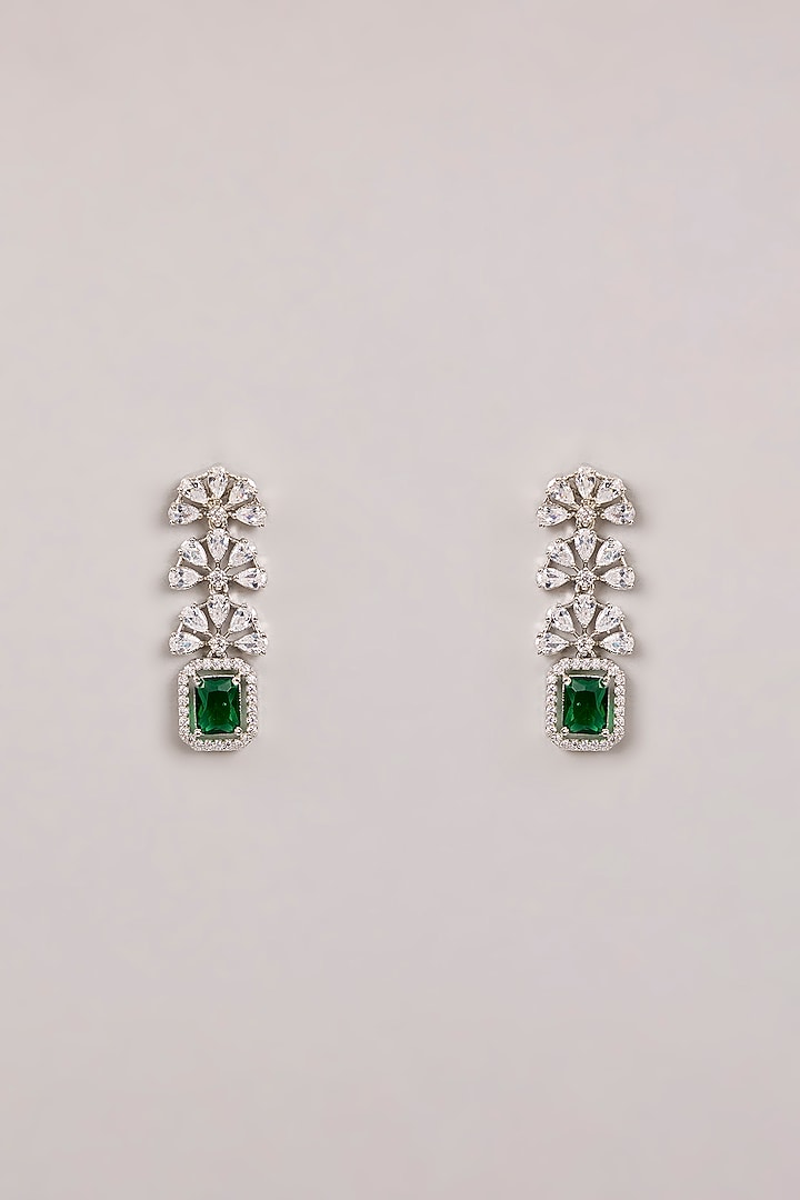 White Finish Diamond & Green Stone Choker Necklace Set by Zevar By Geeta at Pernia's Pop Up Shop
