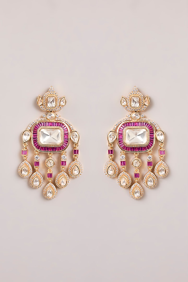 Gold Finish Kundan Polki & Red Stone Choker Necklace Set by Zevar By Geeta at Pernia's Pop Up Shop