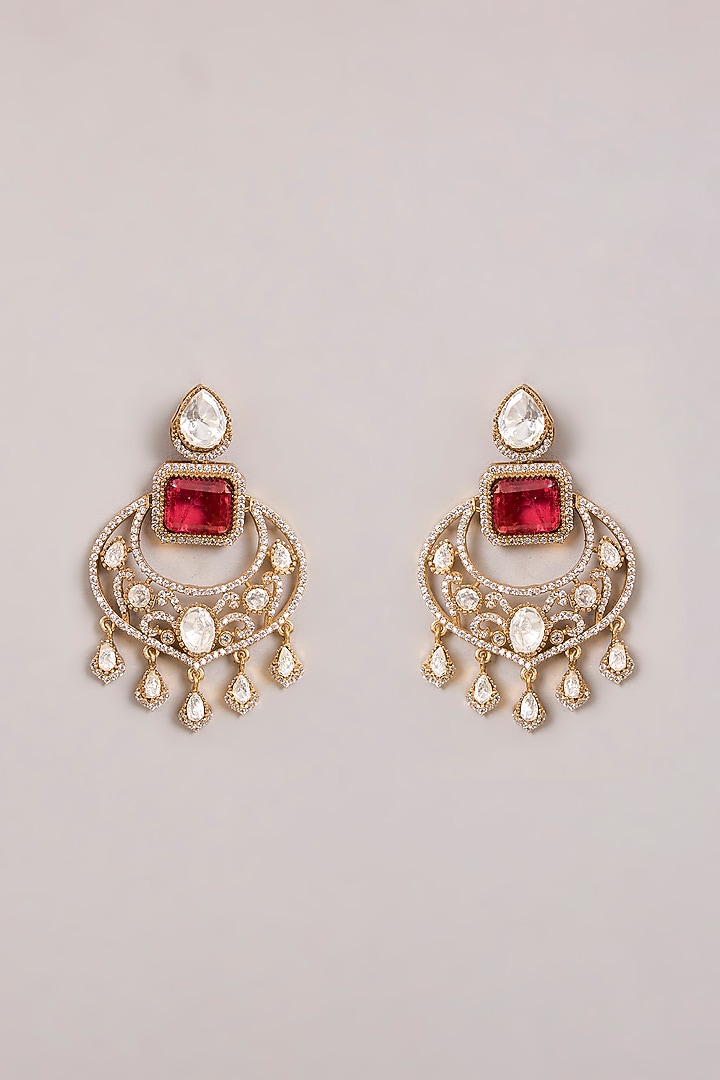Two-Tone Finish Kundan Polki & Red Stone Necklace Set by Zevar By Geeta at Pernia's Pop Up Shop