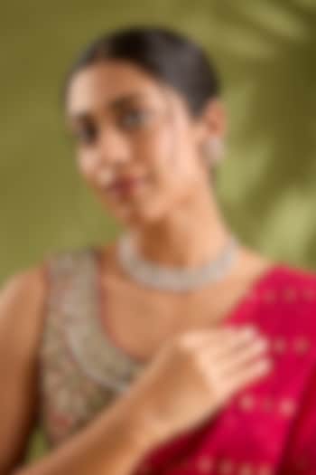 Gold Finish Kundan Polki Necklace Set by Zevar By Geeta at Pernia's Pop Up Shop