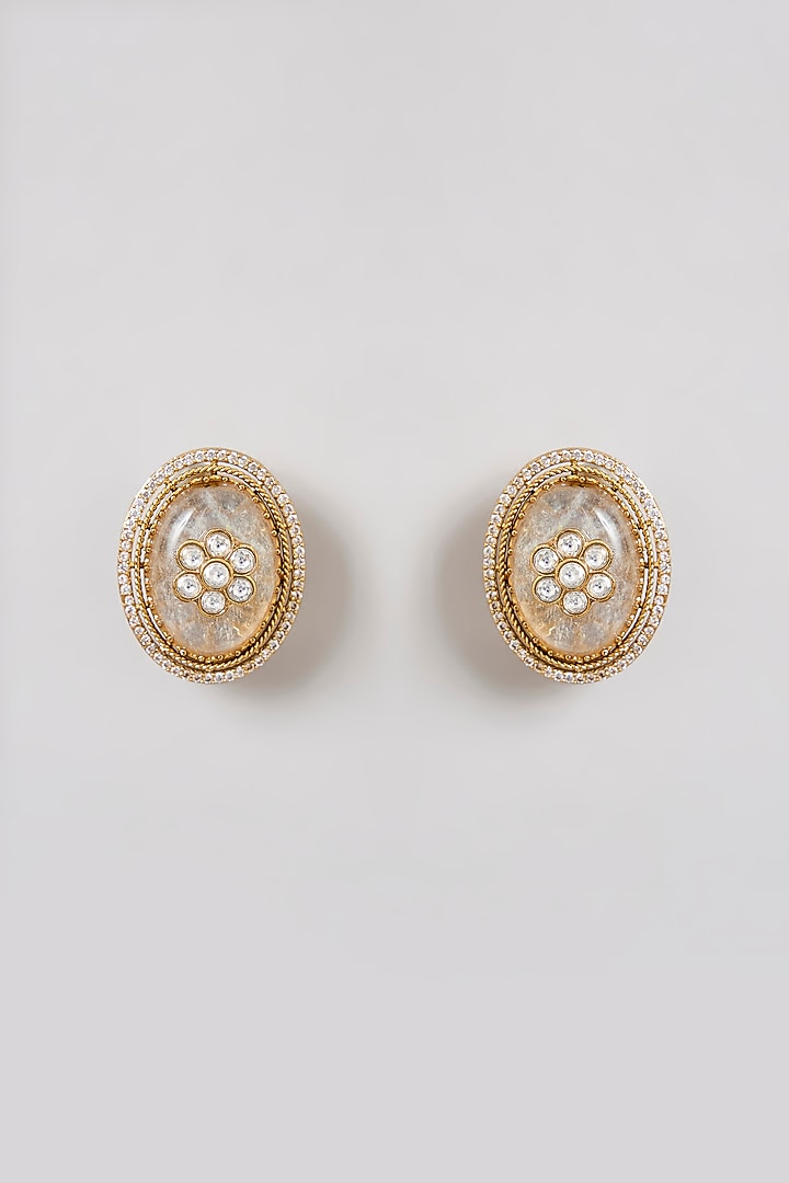 Gold Finish Kundan Polki Choker Necklace Set by Zevar By Geeta at Pernia's Pop Up Shop